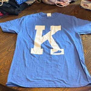 Port and Company Blue Short Sleeve Tee with White 'K' Graphic